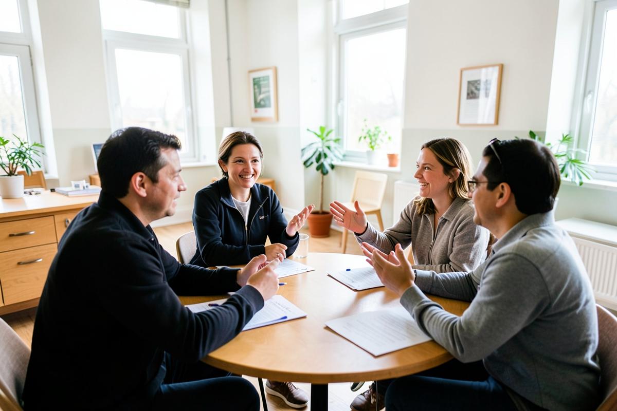 Copropriétaires réunis autour d'une table lors d'une assemblée générale