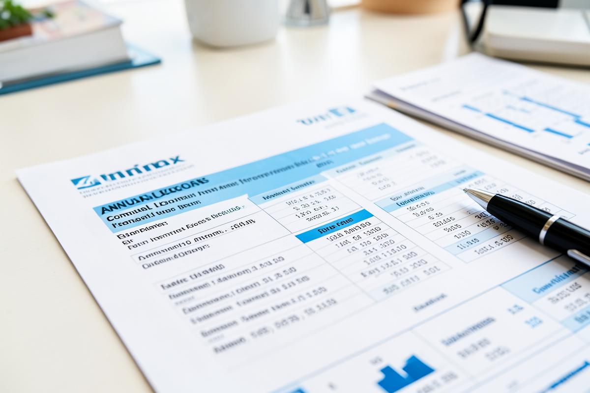 Comptes annuels d'une copropriété posés sur un bureau