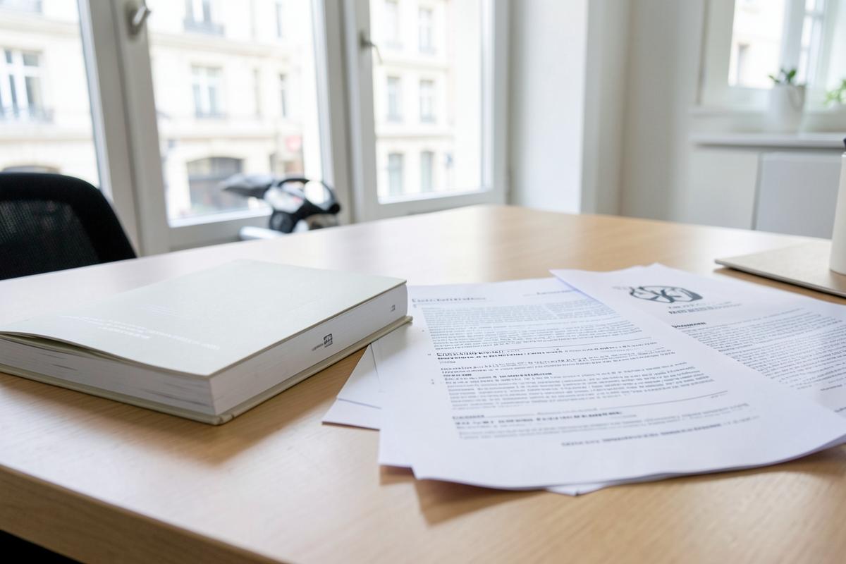 Documents de copropriété et code civil belge sur un bureau