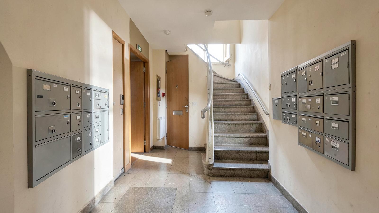 Hall d'entrée d'un immeuble en copropriété à Bruxelles