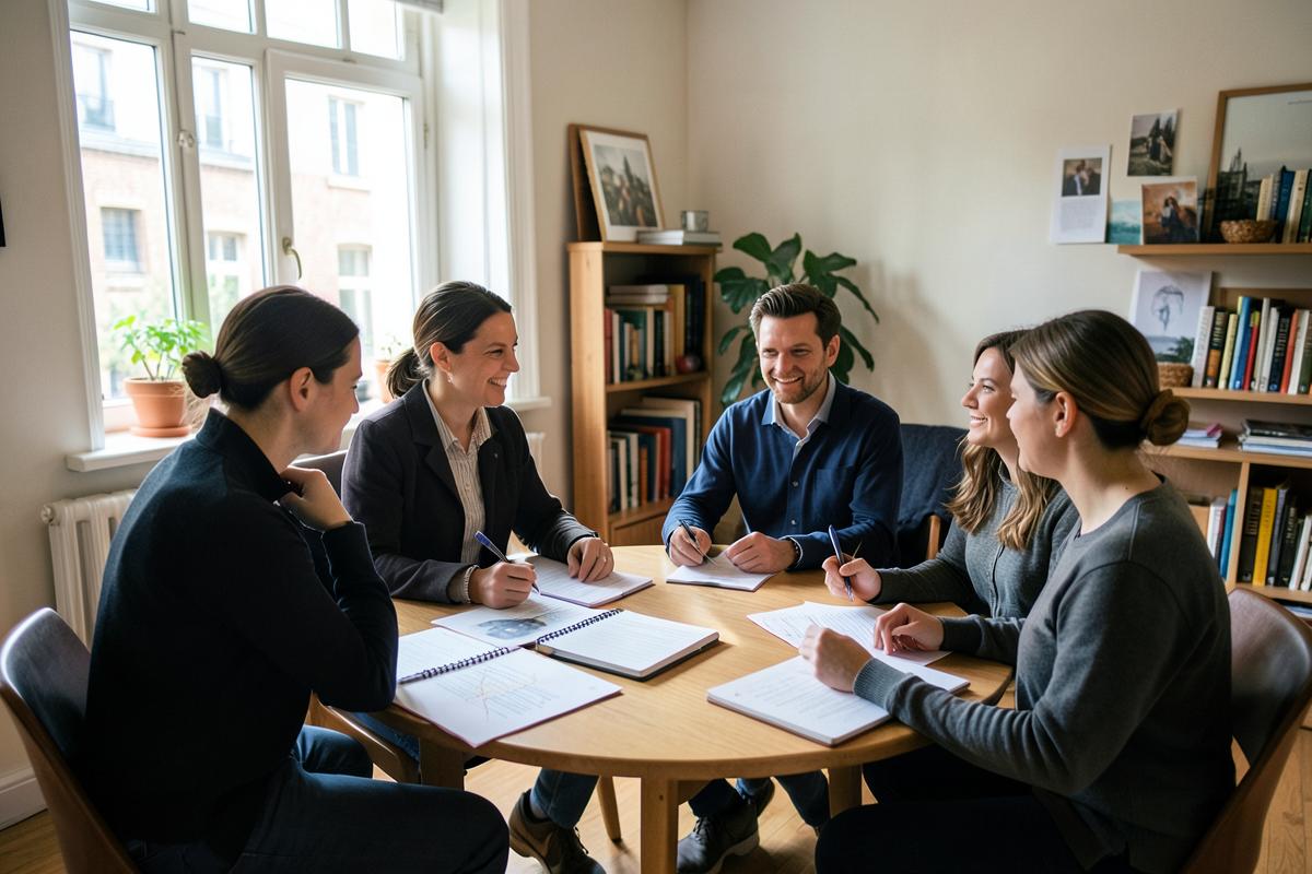 Réunion du conseil de copropriété dans un immeuble bruxellois